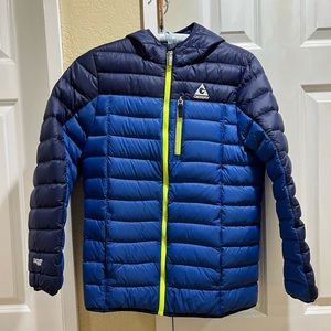 GERRY puffer coat, blue and navy. Youth L 14/16